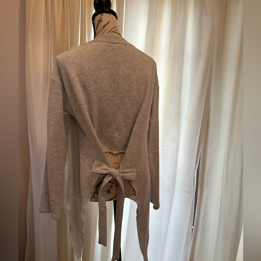 Calvin Klein high low sweatshirt with bow tie knotted back- L